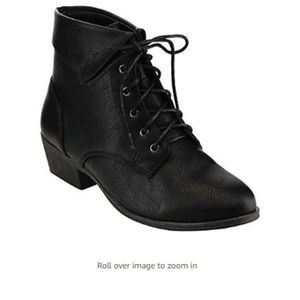 Lace Up Low Chunky Heel Ankle Booties